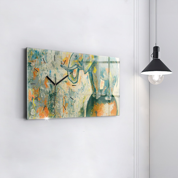 Zegar ścienny poziomy Malowana postura słonia