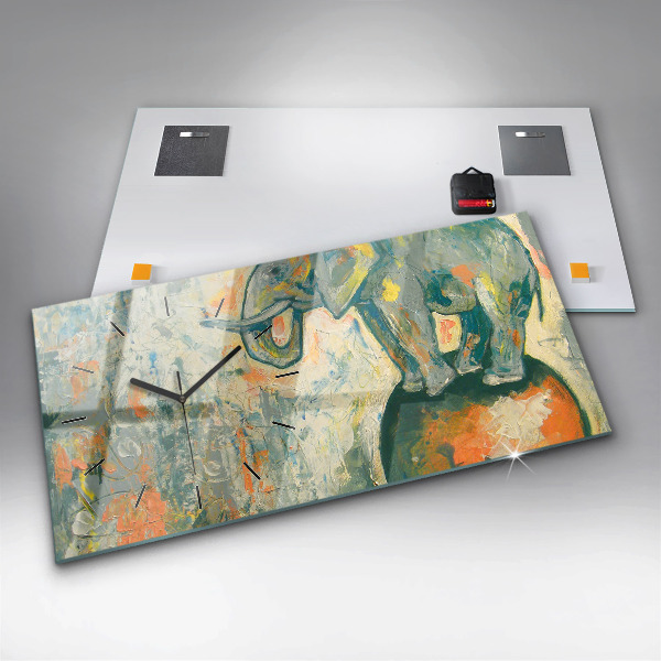 Zegar ścienny poziomy Malowana postura słonia