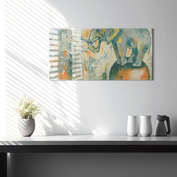 Zegar ścienny poziomy Malowana postura słonia