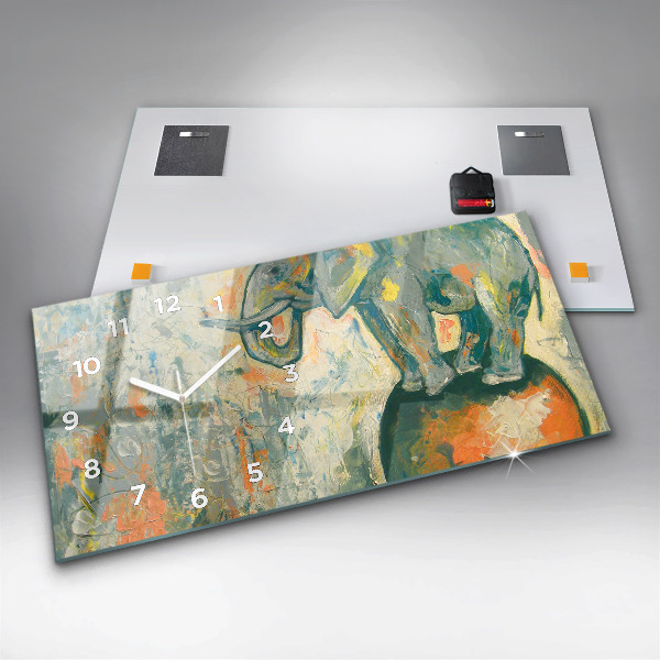 Zegar ścienny poziomy Malowana postura słonia