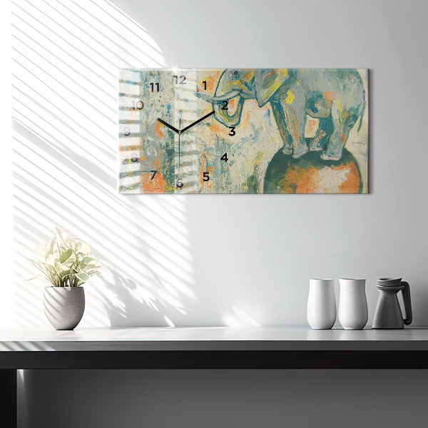 Zegar ścienny poziomy Malowana postura słonia
