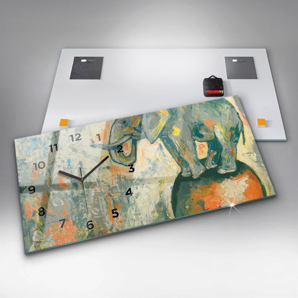 Zegar ścienny poziomy Malowana postura słonia