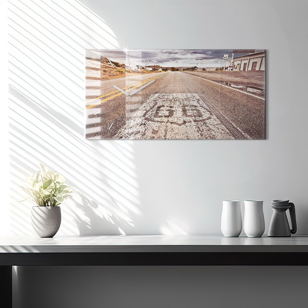 Zegar ścienny poziomy droga Route 66 USA