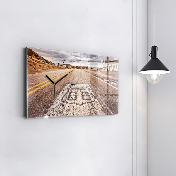 Zegar ścienny poziomy droga Route 66 USA