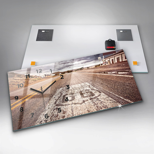 Zegar ścienny poziomy droga Route 66 USA
