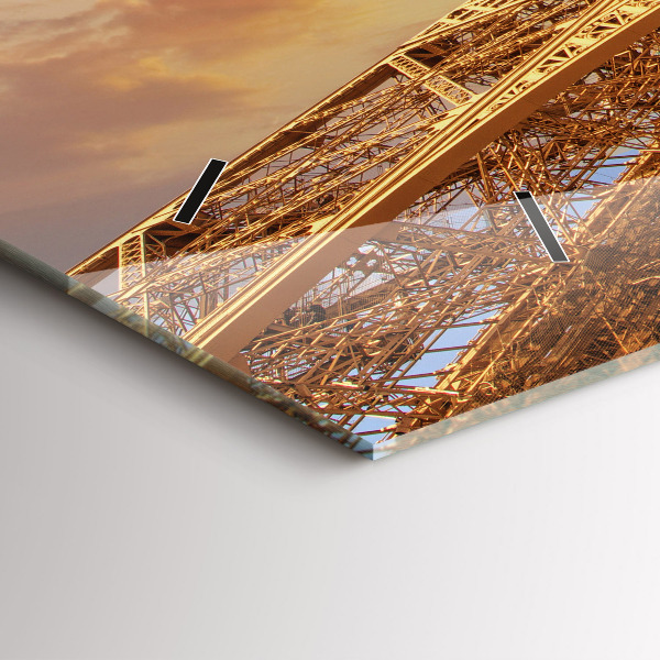 Zegar ścienny poziomy Wieża Eiffla w blasku słońca