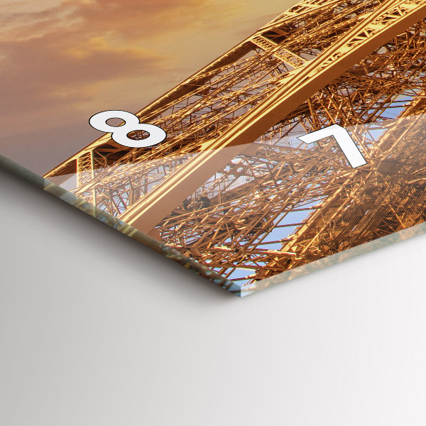 Zegar ścienny poziomy Wieża Eiffla w blasku słońca