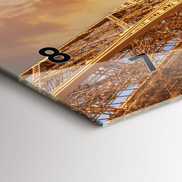 Zegar ścienny poziomy Wieża Eiffla w blasku słońca