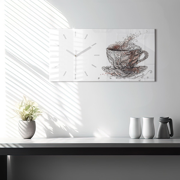 Zegar ścienny poziomy Filiżanka Kawy
