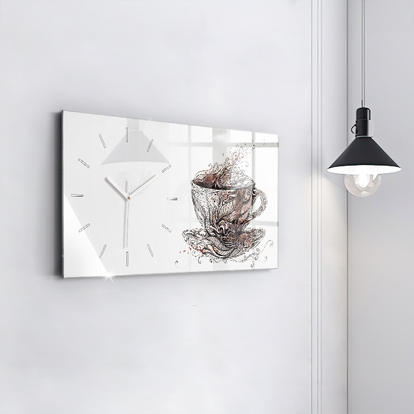 Zegar ścienny poziomy Filiżanka Kawy