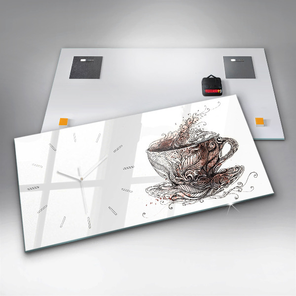 Zegar ścienny poziomy Filiżanka Kawy