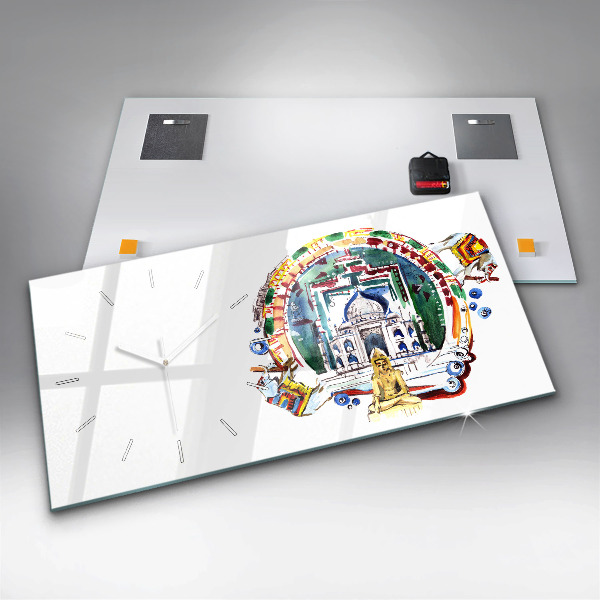 Zegar ścienny poziomy Malowidło Buddy w świątyni