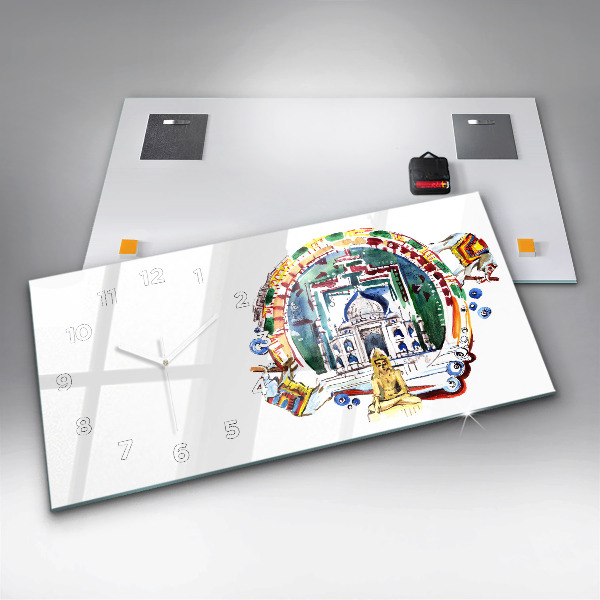 Zegar ścienny poziomy Malowidło Buddy w świątyni