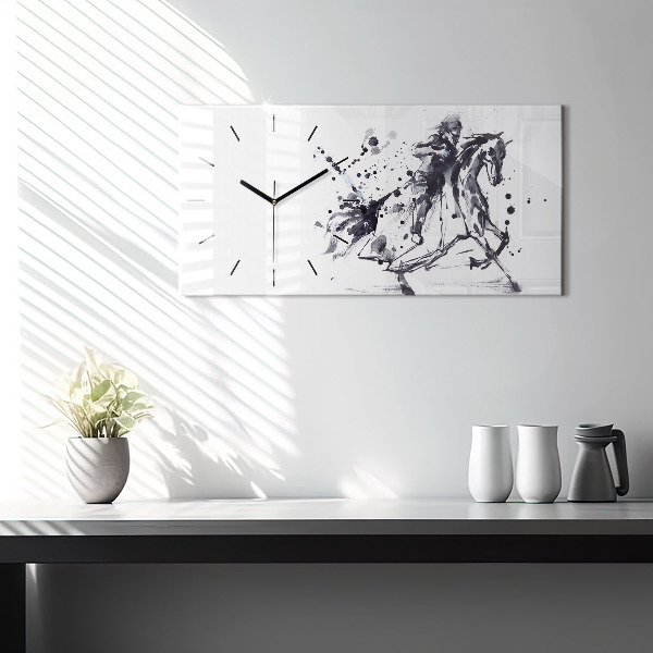 Zegar ścienny poziomy Rycerz na koniu