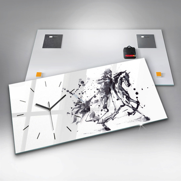 Zegar ścienny poziomy Rycerz na koniu