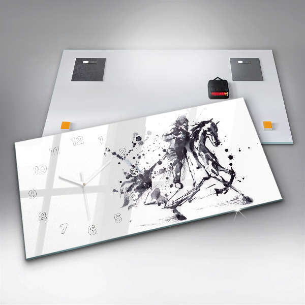 Zegar ścienny poziomy Rycerz na koniu