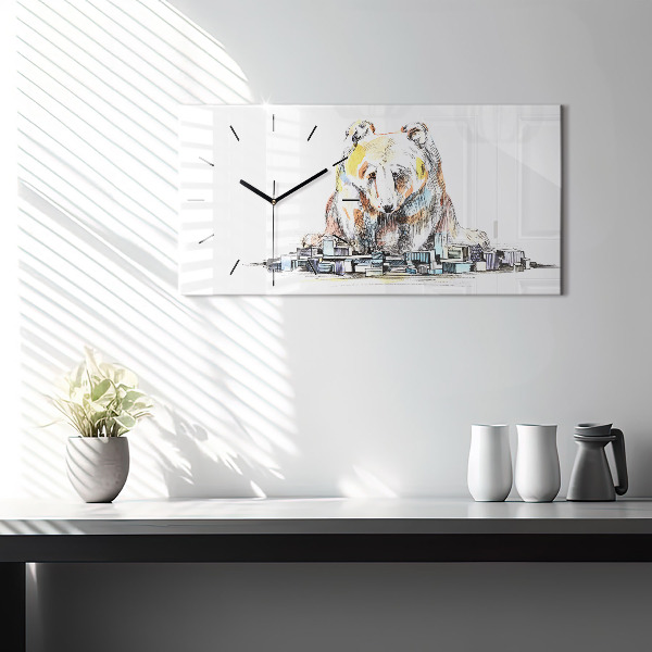 Zegar ścienny poziomy Abstrakcja niedźwiedź