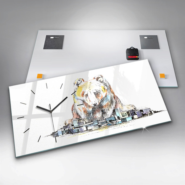 Zegar ścienny poziomy Abstrakcja niedźwiedź