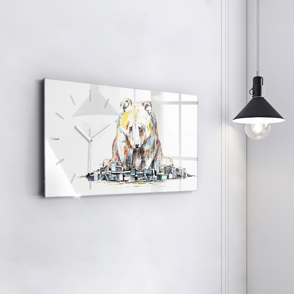 Zegar ścienny poziomy Abstrakcja niedźwiedź