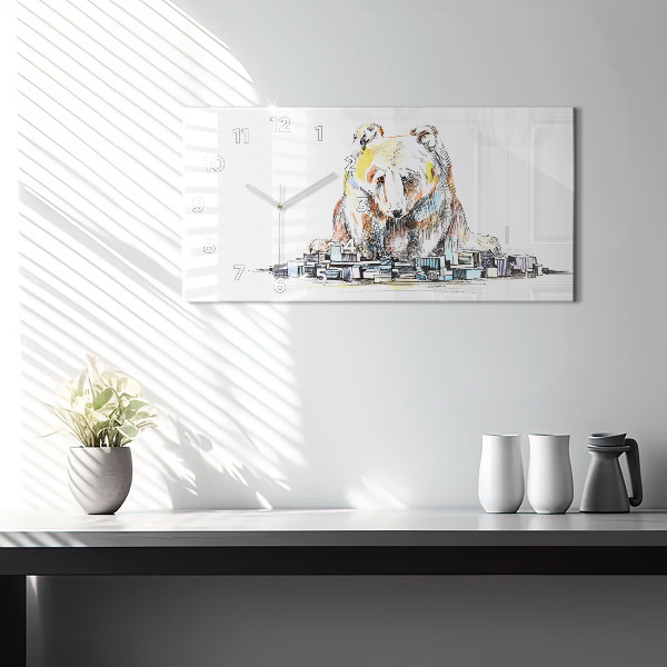 Zegar ścienny poziomy Abstrakcja niedźwiedź