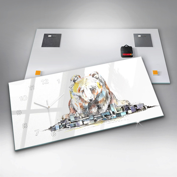 Zegar ścienny poziomy Abstrakcja niedźwiedź