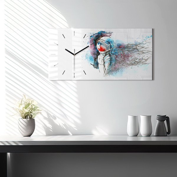 Zegar ścienny poziomy Abstrakcja astronauta