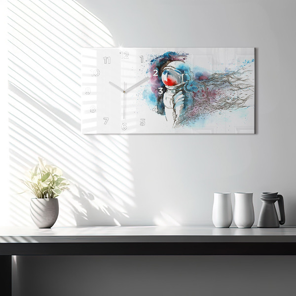 Zegar ścienny poziomy Abstrakcja astronauta