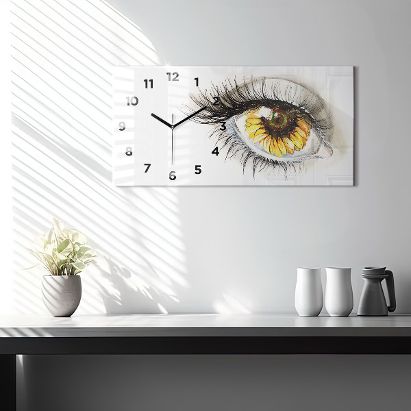 Zegar ścienny poziomy Kwiat słonecznika w oku