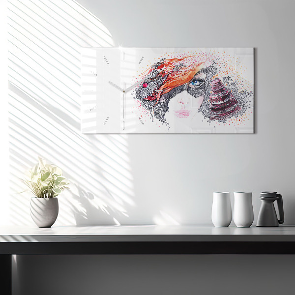 Zegar ścienny poziomy Słodka kobieta z ciastem