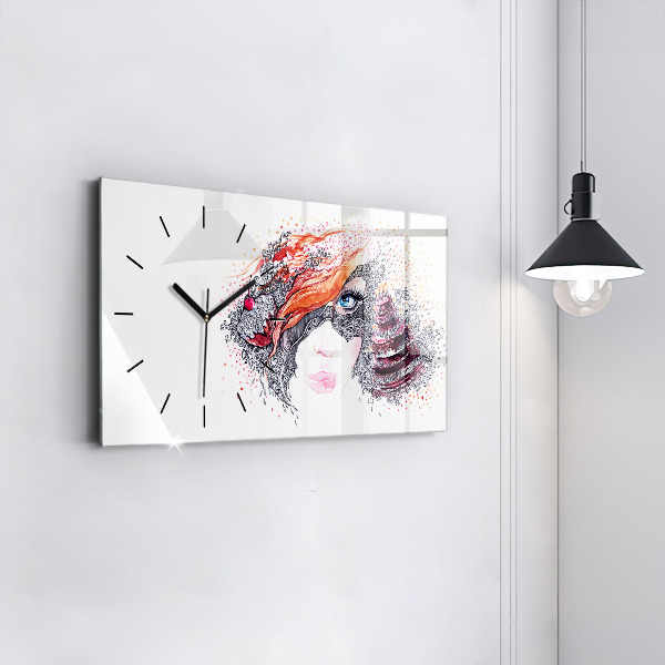 Zegar ścienny poziomy Słodka kobieta z ciastem