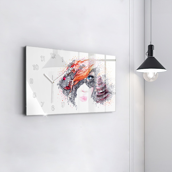 Zegar ścienny poziomy Słodka kobieta z ciastem