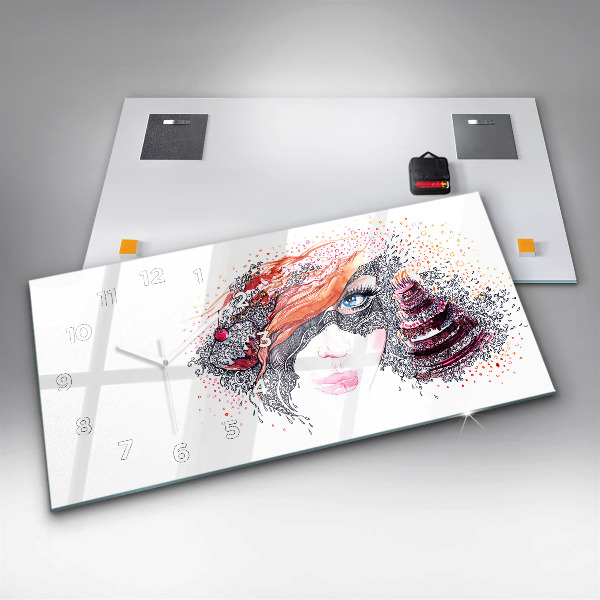 Zegar ścienny poziomy Słodka kobieta z ciastem