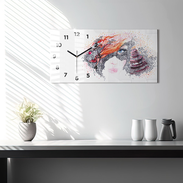 Zegar ścienny poziomy Słodka kobieta z ciastem