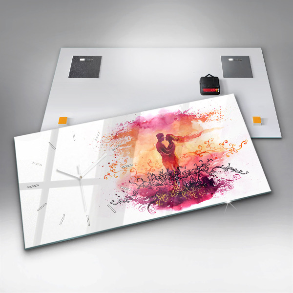 Zegar ścienny poziomy Akwarele zakochana para