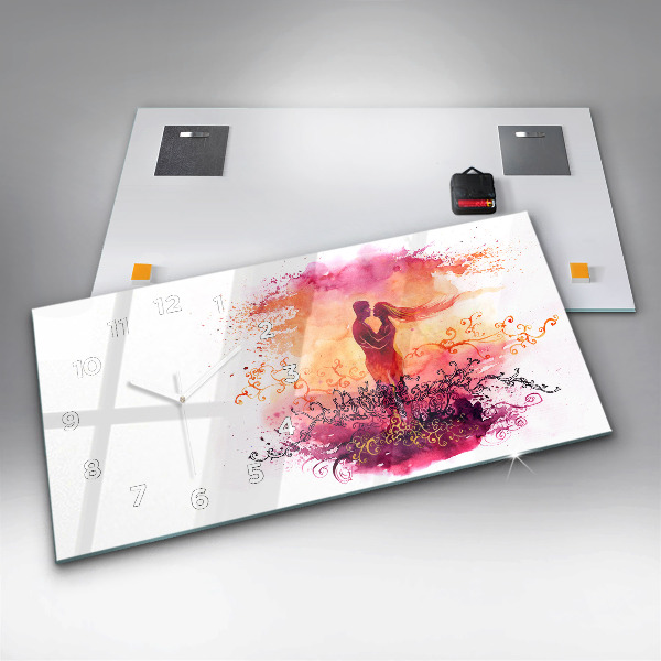 Zegar ścienny poziomy Akwarele zakochana para