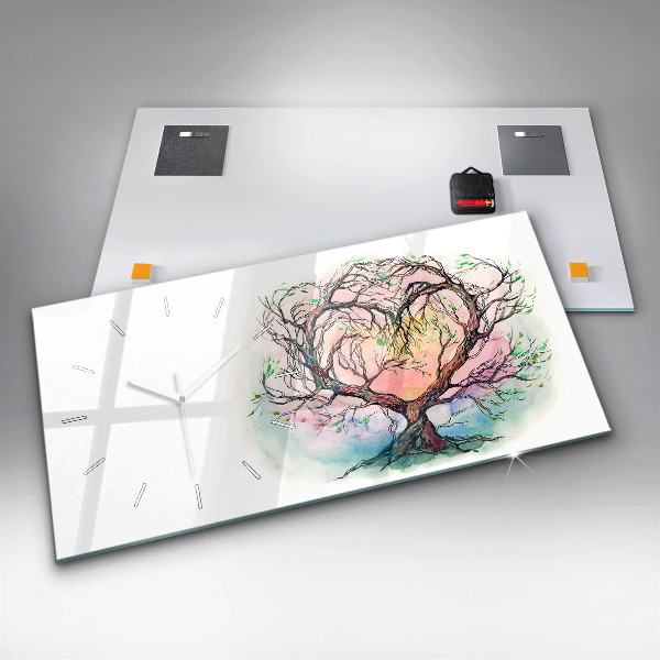 Zegar ścienny poziomy Drzewo serce natury