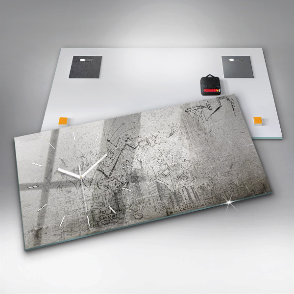 Zegar ścienny poziomy Szkic Miasta