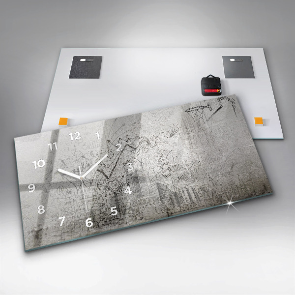 Zegar ścienny poziomy Szkic Miasta