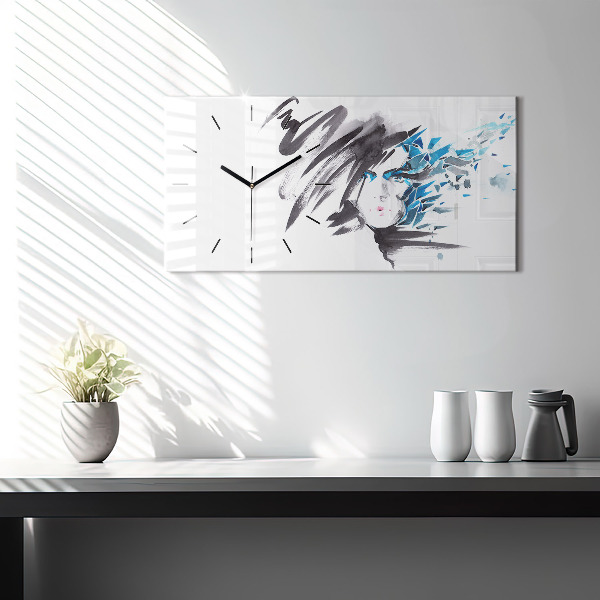Zegar ścienny poziomy Abstrakcja Twarz kobiety