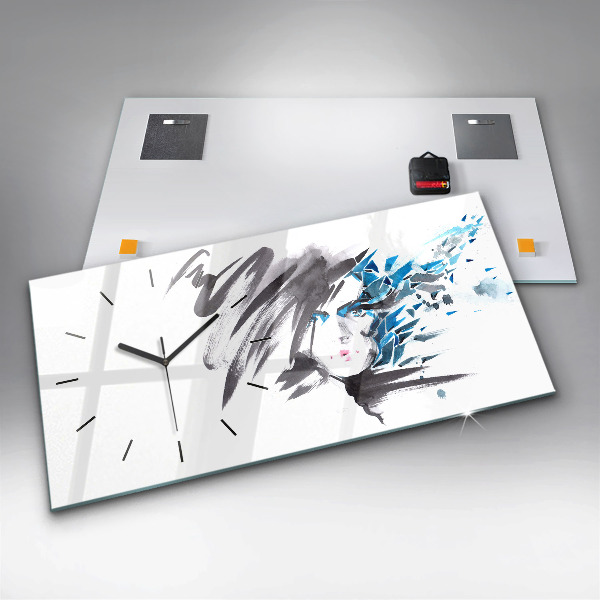 Zegar ścienny poziomy Abstrakcja Twarz kobiety