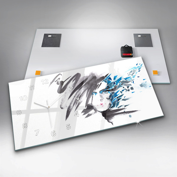 Zegar ścienny poziomy Abstrakcja Twarz kobiety