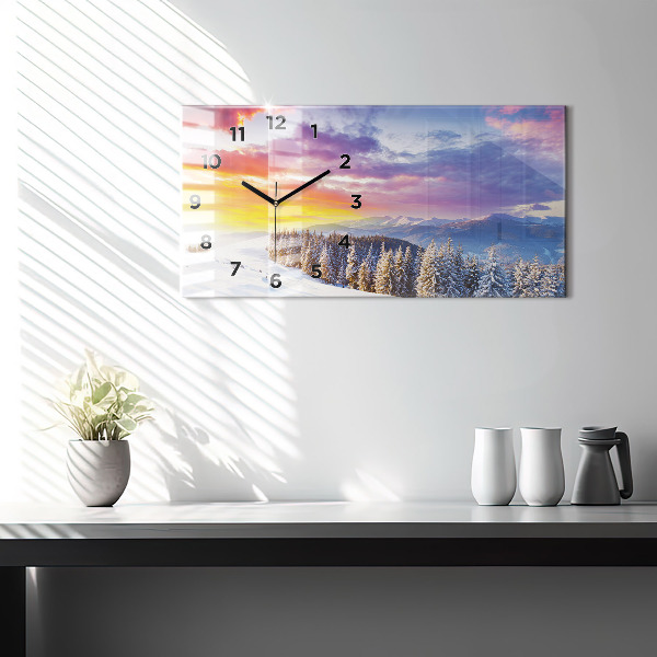 Zegar ścienny poziomy Zimowy górski Krajobraz