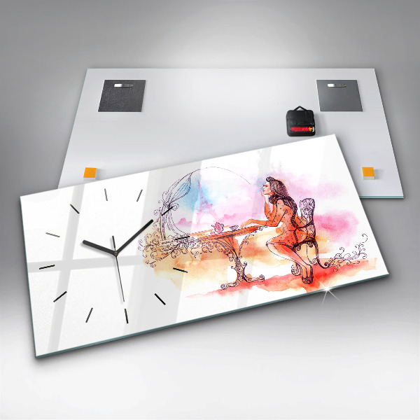 Zegar ścienny poziomy Kobieta pijąca herbatę