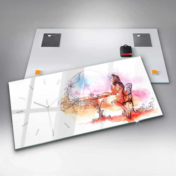 Zegar ścienny poziomy Kobieta pijąca herbatę