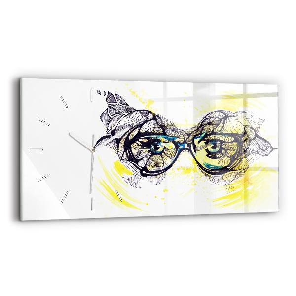 Zegar ścienny poziomy Oczy okulary