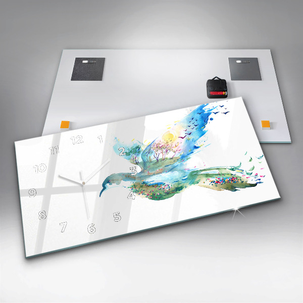 Zegar ścienny poziomy Abstrakcja ptaka i wiosny
