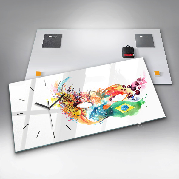 Zegar ścienny poziomy Kultura - flaga Brazylii