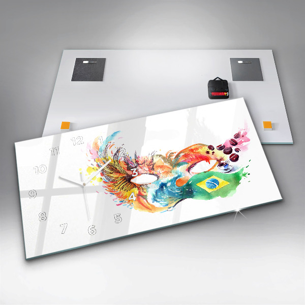 Zegar ścienny poziomy Kultura - flaga Brazylii