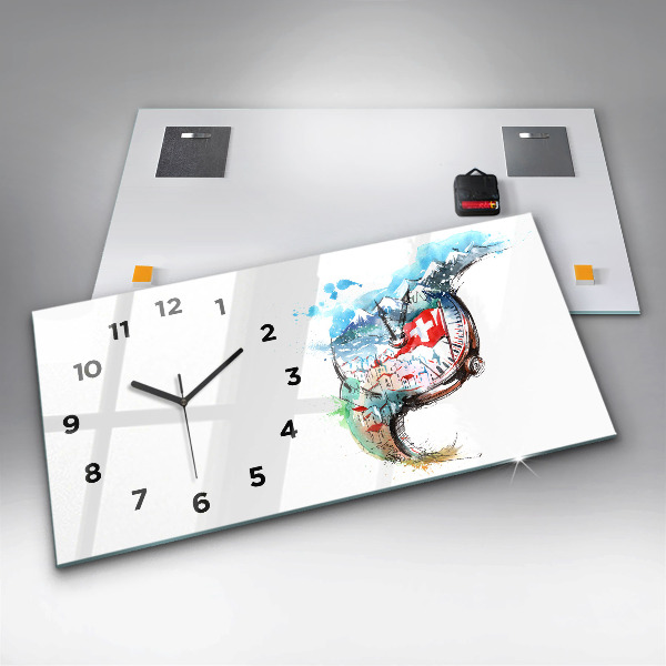 Zegar ścienny poziomy Szwajcarski zegarek