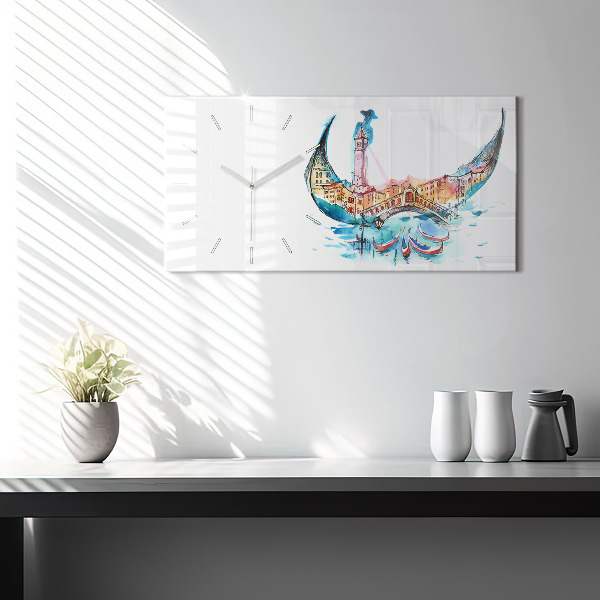 Zegar ścienny poziomy Włochy - wenecka Gondola